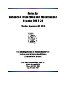 Rules for Enhanced Inspection and Maintenance ChapterEffective November 22, 2016