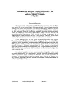 Philex Mine Spill: Not due to Typhoon Saola (Gener), it is a Test on “Responsible Mining” By Arturo Boquiren, UP Baguio 7 MayExecutive Summary