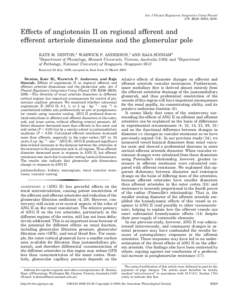 Am J Physiol Regulatory Integrative Comp Physiol 279: R629–R638, 2000. Effects of angiotensin II on regional afferent and efferent arteriole dimensions and the glomerular pole KATE M. DENTON,1 WARWICK P. ANDERSON,1 AND