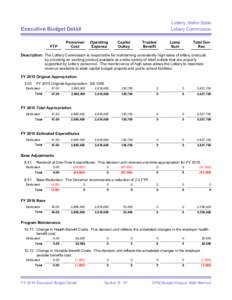 Lottery, Idaho State Lottery Commission Executive Budget Detail  FTP