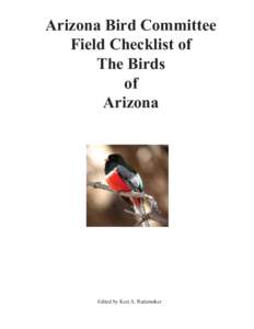 Arizona Bird Committee Field Checklist of The Birds of Arizona