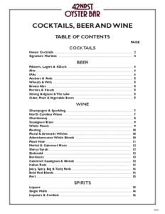 COCKTAILS, BEER AND WINE TABLE OF CONTENTS PAGE 