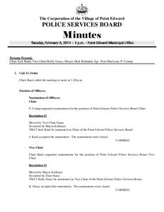 The Corporation of the Village of Point Edward  POLICE SERVICES BOARD Minutes Tuesday, February 8,