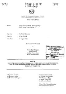 Defence request for correction to decision on urgent Defence application for permission to instruct handwriting expert pursuant to Rule 54