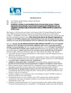 MEMORANDUM FR: DT: RE:  Lori Wallach and Ben Beachy, Global Trade Watch