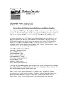 For immediate release:  October 27, 2009