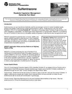 Sulfentrazone - Roadside Vegetation Management Herbicide Fact Sheet