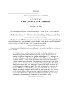 FIRST DAY  T HIRD C OUNCILMANIC Y EAR - S ESSION OFJOURNAL CITY COUNCIL OF BALTIMORE