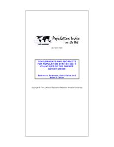 Current Item  DEVELOPMENTS AND PROSPECTS FOR POPULATION STATISTICS IN COUNTRIES OF THE FORMER SOVIET UNION