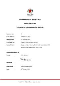 Department of Social Care Adult Services Charging for Non Residential Services Revision No: