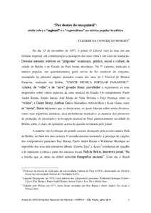 “Por dentro do seu quintal”: ainda sobre o “regional” e o “regionalismo” na música popular brasileira CLEODIR DA CONCEIÇÃO MORAES