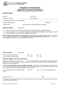 Freedom of Information – Application for access to documents