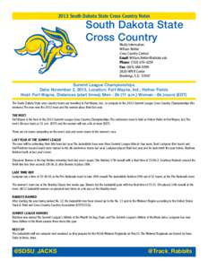 2013 South Dakota State Cross Country Notes  South Dakota State Cross Country Media Information: William Rottler