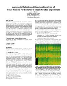 Automatic Melodic and Structural Analysis of Music Material for Enriched Concert Related Experiences