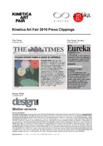 Kinetica Art Fair 2010 Press Clippings The Times 5 FebruaryDesign Week