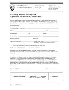 National Park Service U.S. Department of the Interior Vicksburg National Military Park