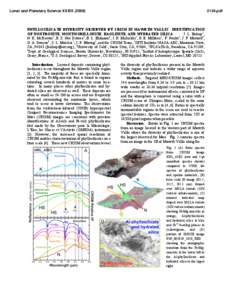 Lunar and Planetary Science XXXIX[removed]pdf PHYLLOSILICATE DIVERSITY OBSERVED BY CRISM IN MAWRTH VALLIS: IDENTIFICATION OF NONTRONITE, MONTMORILLONITE, KAOLINITE, AND HYDRATED SILICA.