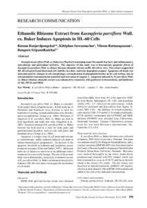 Rhizome Extract from Kaempferia parviflora Wall. ex. Baker Induces Apoptosis  RESEARCH COMMUNICATION Ethanolic Rhizome Extract from Kaempferia parviflora Wall. ex. Baker Induces Apoptosis in HL-60 Cells Ratana Banjerdpon