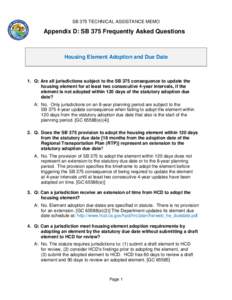 Appendix D: SB 375 Frequently Asked Questions