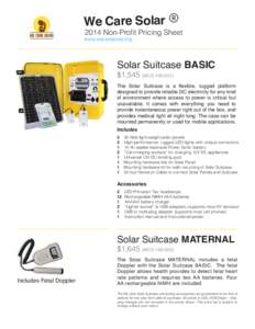 We Care Solar ®  2014 Non-Profit Pricing Sheet www.wecaresolar.org