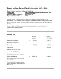 Report on Non-General Fund Information 2007—2008 Department of Labor and Industrial Relations Name of Fund: Legal-Authority: Fund Type (Method of Funding): Appropriation Account No.: