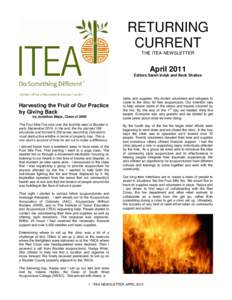 RETURNING CURRENT THE ITEA NEWSLETTER April 2011 Editors Sarah Indyk and Beck Shatles