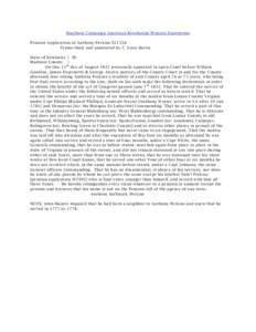 Southern Campaign American Revolution Pension Statements Pension Application of Anthony Perkins S11234 Transcribed and annotated by C. Leon Harris State of Kentucky } SS M adison County } On this 13 th day of August 1832