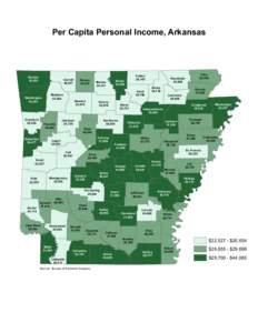 Per Capita Personal Income, Arkansas  Benton 34,293  Carroll