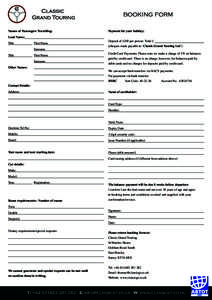 booking form Names of Passengers Travelling: Lead Name: Title		  First Name