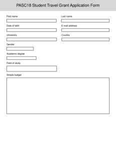 PASC18 Student Travel Grant Application Form First name Last name  Date of birth