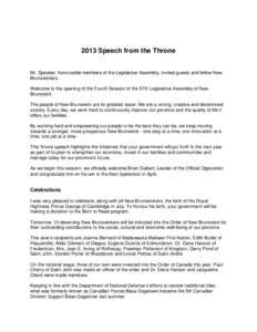 2013 Speech from the Throne