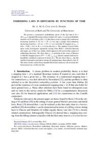 The Annals of Probability 2015, Vol. 43, No. 5, 2481–2510 DOI: AOP941 © Institute of Mathematical Statistics, 2015  EMBEDDING LAWS IN DIFFUSIONS BY FUNCTIONS OF TIME