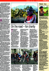 WEDNESDAY, JUNE 6, 2012  THE DOMINION POST I was put in with a mixed group of 10 other solo riders and as we set off