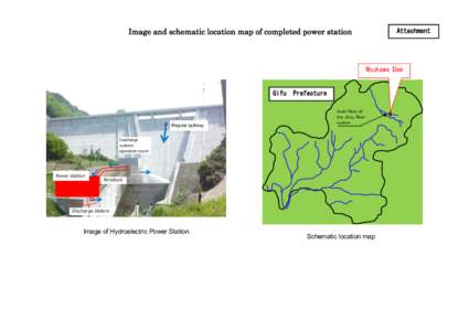 Image and schematic location map of completed power station  Attachment Nyukawa Dam