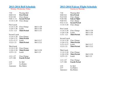 North Moore High School / Bells / Lunch / Santa Fe Independent School District