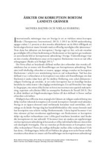 Åsikter om korruption bortom landets gränser  Åsikter om korruption bortom landets gränser Monika Bauhr och Niklas Harring