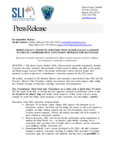 Sports Legacy Institute P.O. Box[removed]Boston, MA[removed]5706 sportslegacy.org