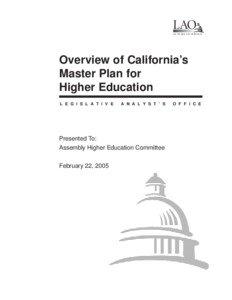 Overview of California’s Master Plan for Higher Education