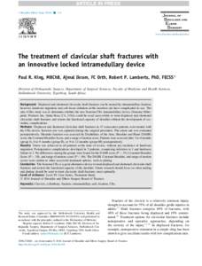 The treatment of clavicular shaft fractures with an innovative locked intramedullary device