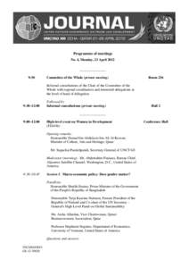 Programme of meetings No. 4, Monday, 23 April 2012 _______________ 9:30  Committee of the Whole (private meeting)