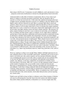 Daphna Oyserman Innovating to End Poverty: Commentary on early childhood, youth, and prisoner re-entry programs as innovative mechanisms to end poverty through identity-based motivation Americans believe in the ethos of 