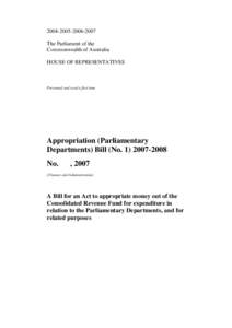 Budget Paper No. 4 - Appropriation Bill (Parliamentary Departments) Bill (No
