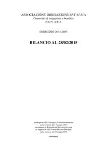 ASSOCIAZIONE IRRIGAZIONE EST SESIA Consorzio di irrigazione e bonifica NOVARA ESERCIZIO