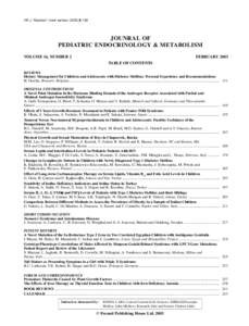 HK J Paediatr (new series) 2003;8:162  JOUNRAL OF PEDIATRIC ENDOCRINOLOGY & METABOLISM VOLUME 16, NUMBER 2