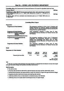 Head 26 — CENSUS AND STATISTICS DEPARTMENT Controlling officer: the Commissioner for Census and Statistics will account for expenditure under this Head. Estimate 2006–07 ..............................................