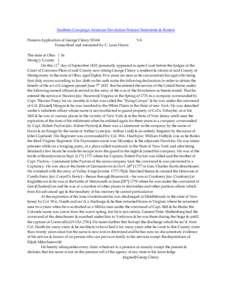 Southern Campaign American Revolution Pension Statements & Rosters Pension Application of George Clency S3164 Transcribed and annotated by C. Leon Harris VA