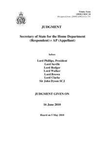Court of Appeal of England and Wales / Curfew / Prevention of Terrorism Act / I / Leonard Hoffmann /  Baron Hoffmann / Control order / Law / Government / Terrorism