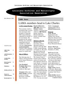 Louisiana Archives and Manuscripts Association  Louisiana Archives and Manuscripts Association Newsletter Fall/Winter 2004