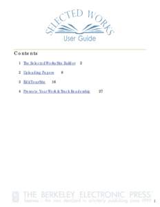 Contents 1 The SelectedWorks Site Builder 2 Uploading Papers 3 Edit Your Site  2
