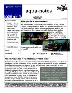 aqua-notes 150 Sawgrass Road Bunnell, FL[removed]7464  VOLUME 14, ISSUE 3